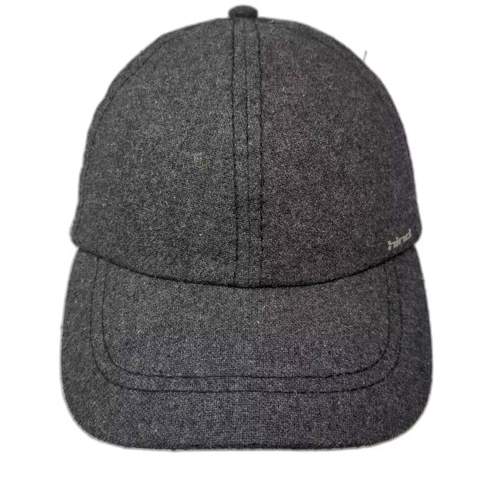 Hind Baseball Cap Gray OS Wool Blend Adjustable Embroidered Logo Strapback Hat